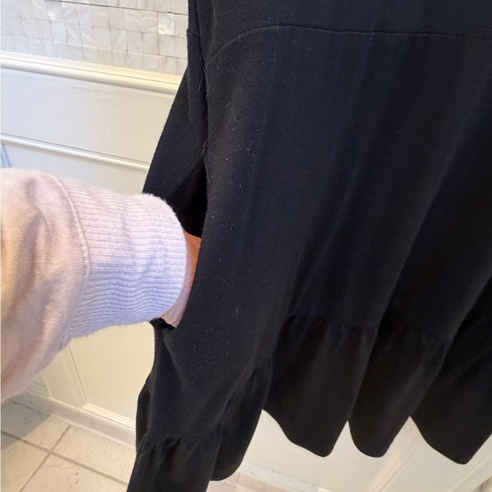 Large berryou tiered tee shirt dress pockets black Black Short sleeve Ruffle - Picture 8 of 14
